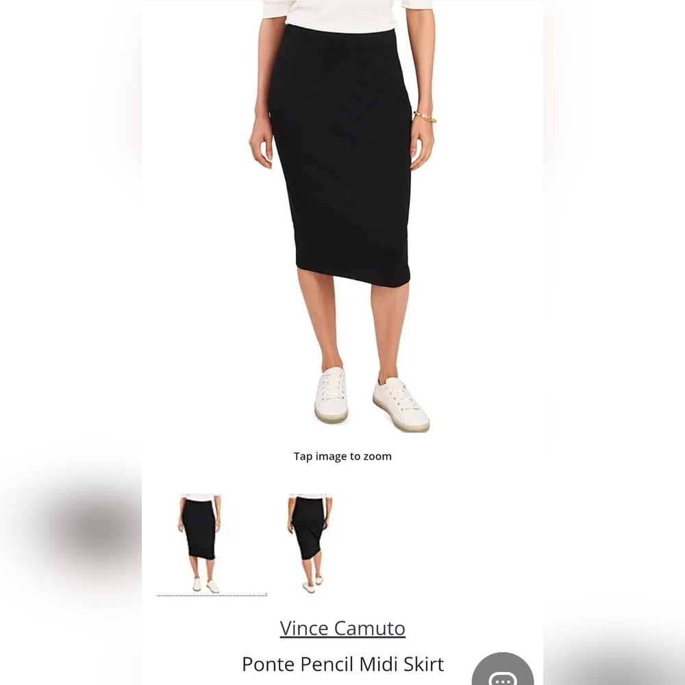 Vince Camuto Black Ponte Midi Skirt